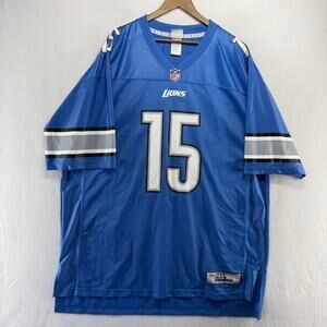 Detroit Lions Jersey Men's 2XL 2XLT Tall Blue Pro Line Golden Tate #15 Football